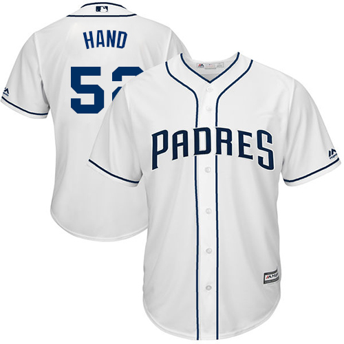 Padres #52 Brad Hand White Cool Base Stitched Youth MLB Jersey - Click Image to Close